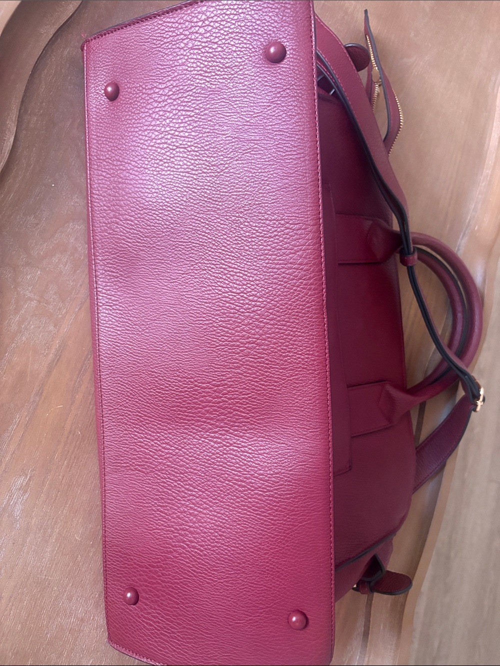 Poppy & Peonies Deep Wine Pebble Leather Satchel - Picture 10 of 11